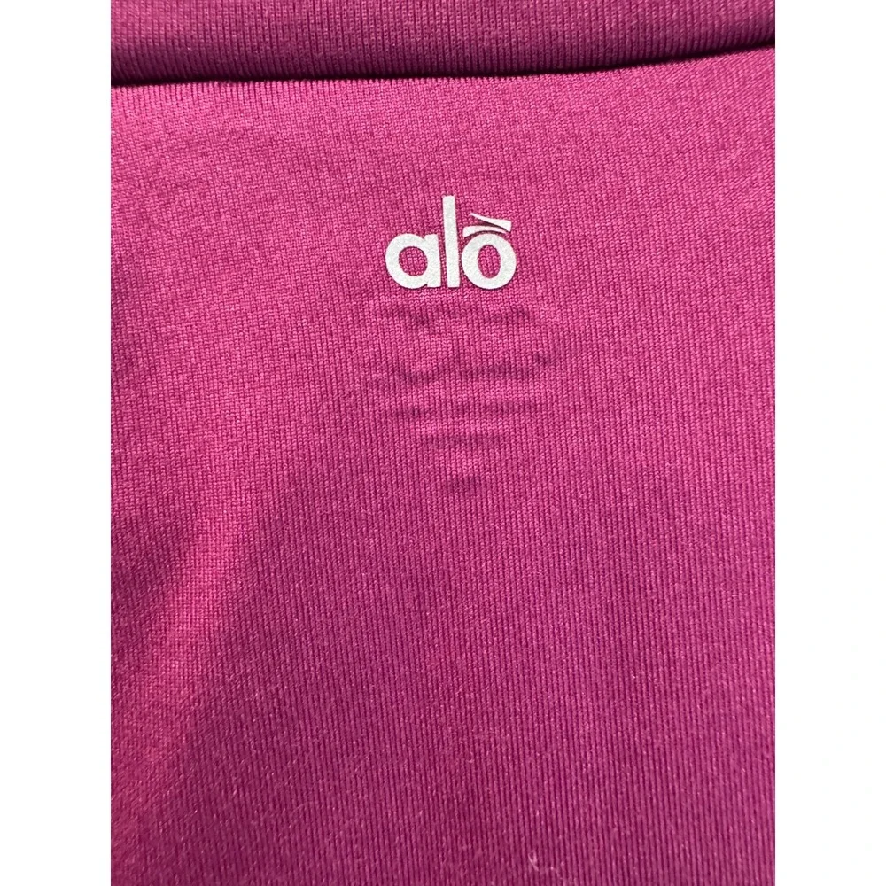 Alo Yoga Coolfit Womens Magenta Colorblock V-Neck Performance Workout Tee Size M